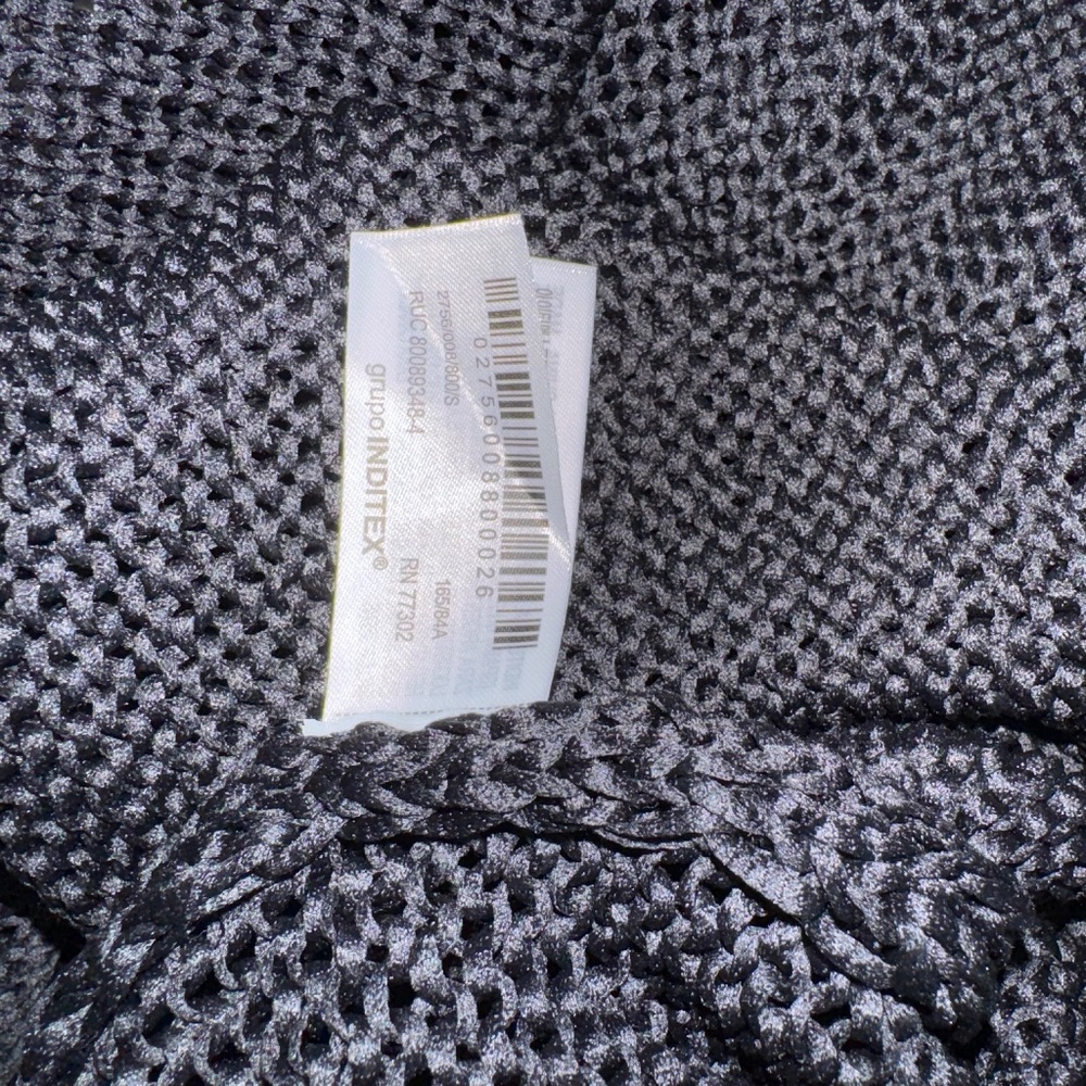 ZARA Sweater Chunky TEXTURED MESH KNIT LONG SLEEVE TOP Sheen Black S - Picture 6 of 6